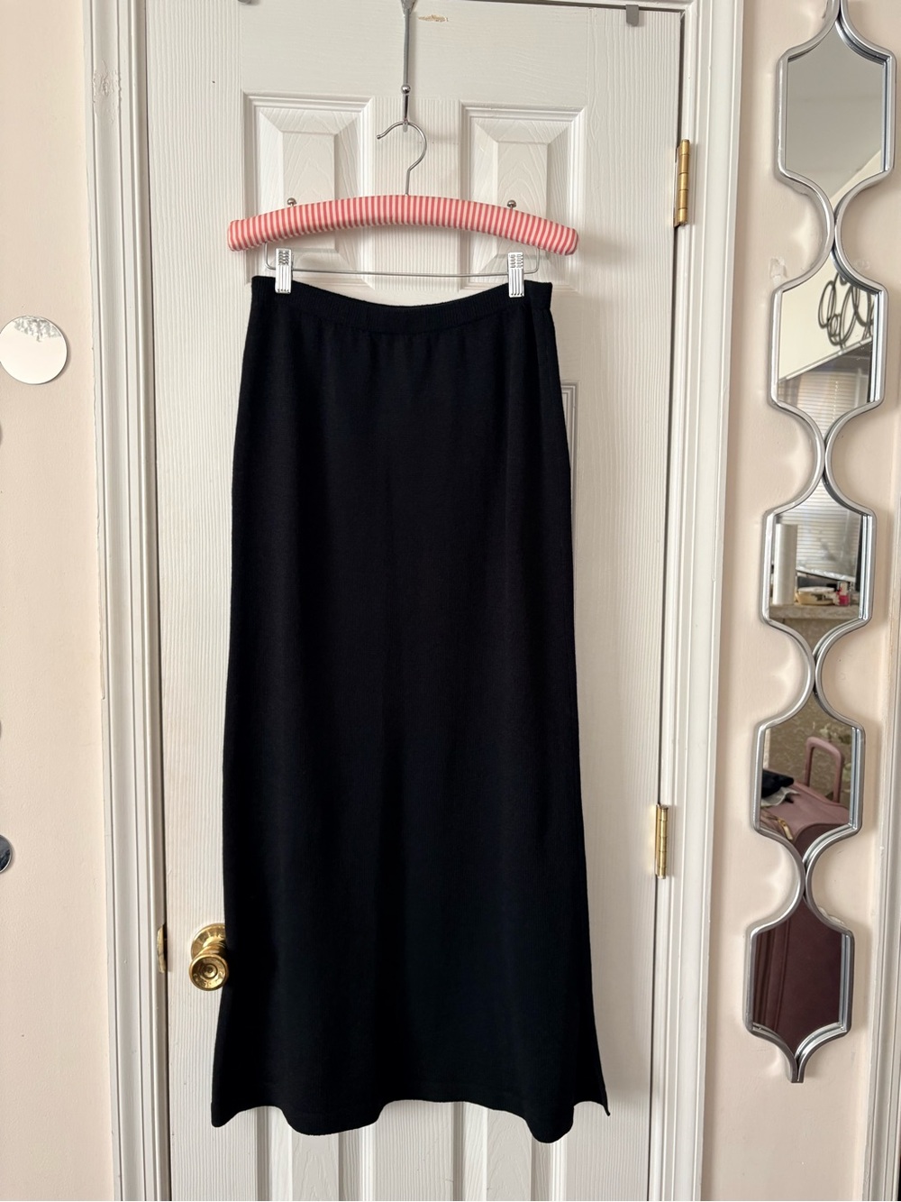 VTG Helen Hsu Black Knit Midi Skirt Size L - Picture 7 of 10